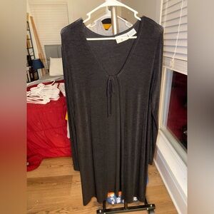 Kathy Ireland Black Long Sleeve Tie Cover Up